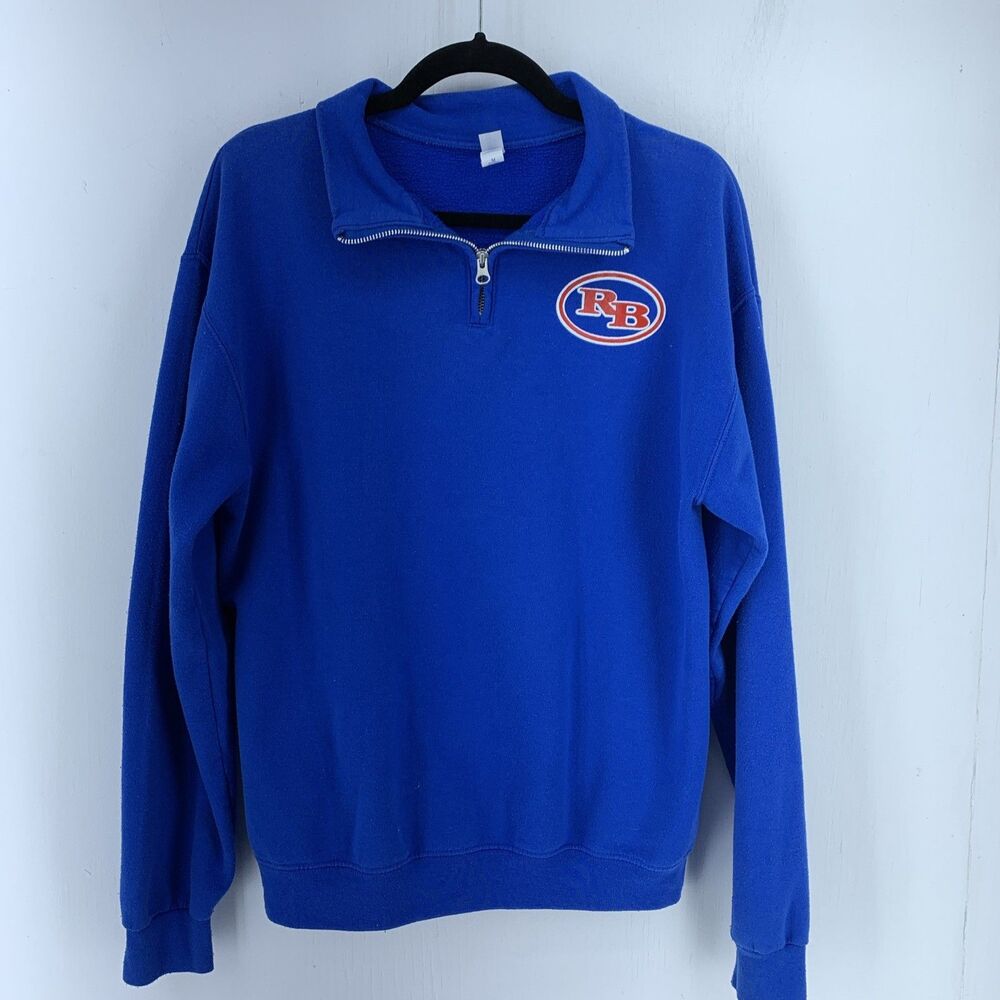 Jerzees Nublend Mens M Quarter Zip Fleece Sweatshirt Streetwear Skate Rugby Blue